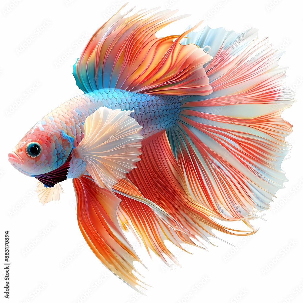 Fototapeta premium 3D fighting fish in white background vector image