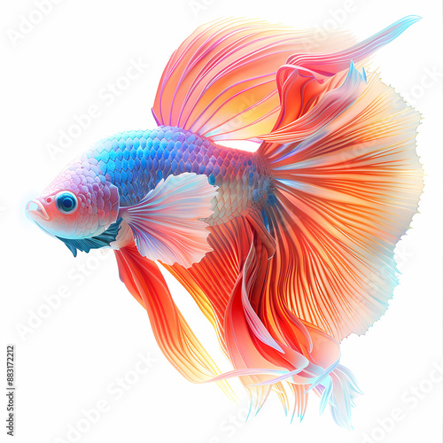 3D fighting fish in white background vector image © Akharadat