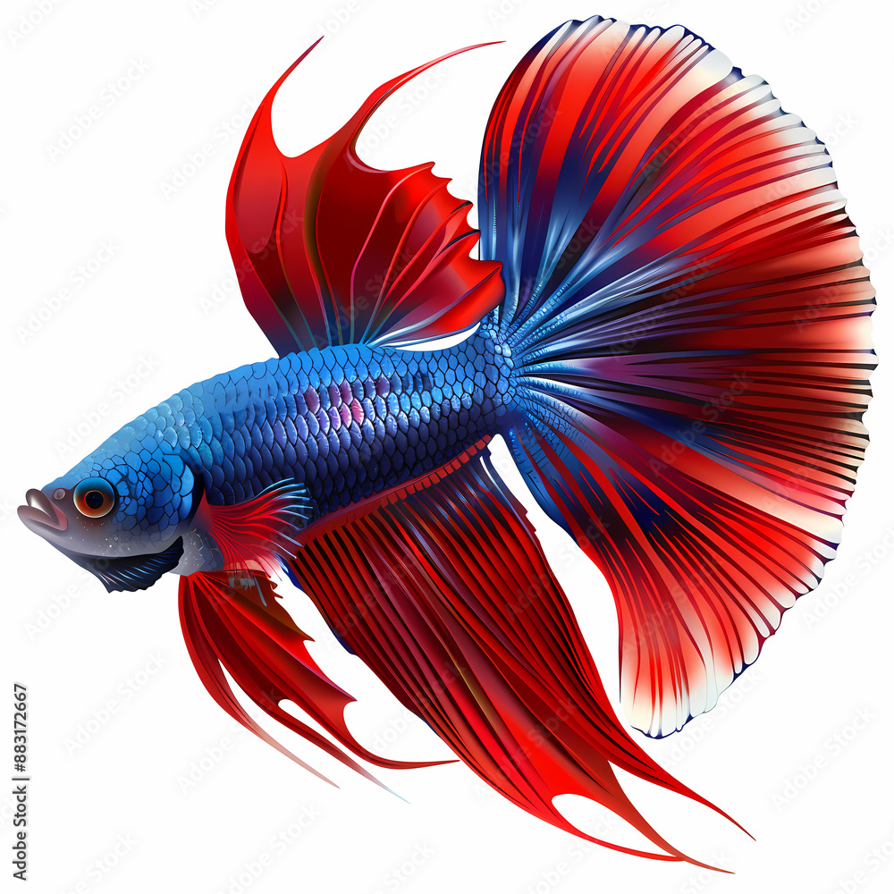 Fototapeta premium 3D fighting fish in white background vector image