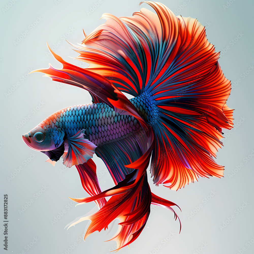 Fototapeta premium 3D fighting fish in white background vector image