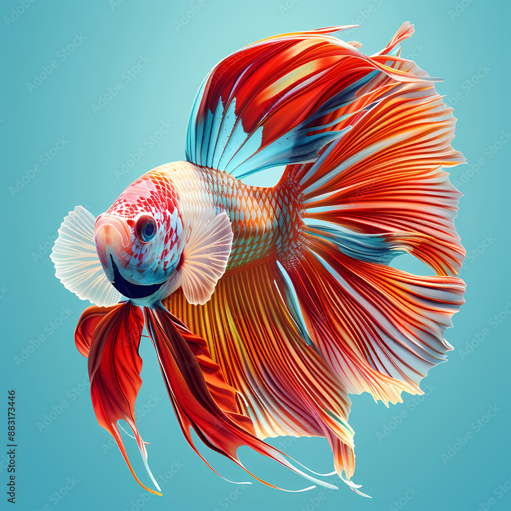 Obraz premium 3D fighting fish in white background vector image