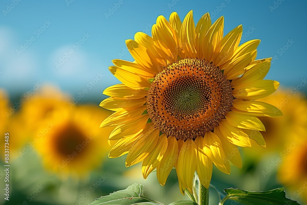 Fototapeta premium A Field of Yellow Sunflowers, Bright and Vibrant