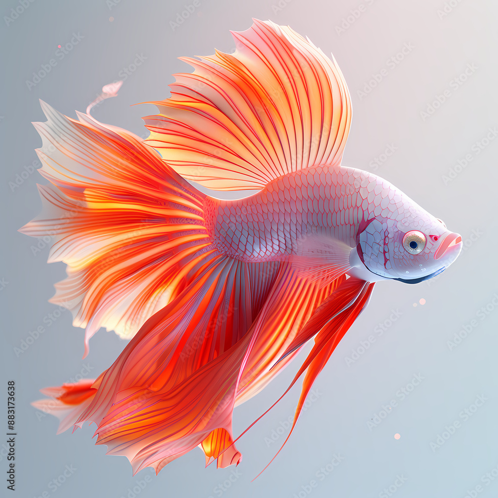 Fototapeta premium 3D fighting fish in white background vector image