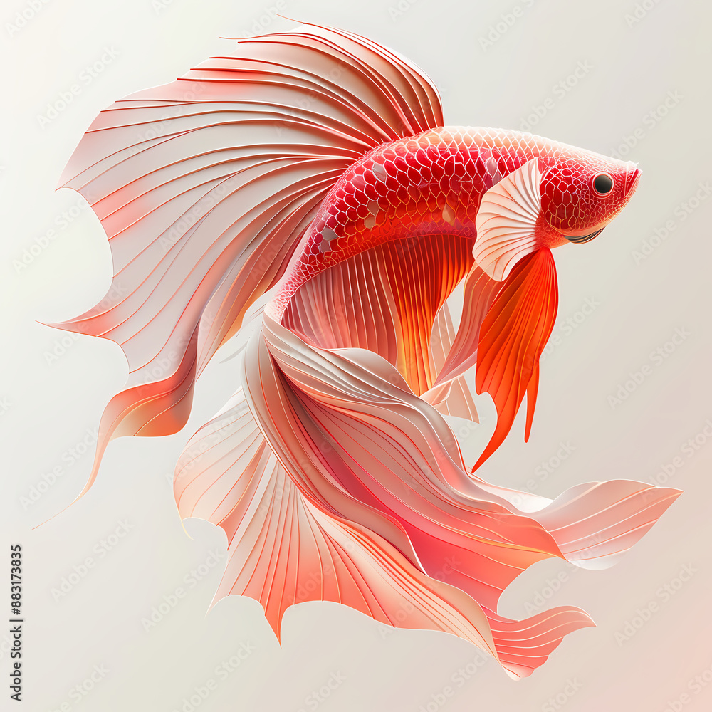 Fototapeta premium 3D fighting fish in white background vector image