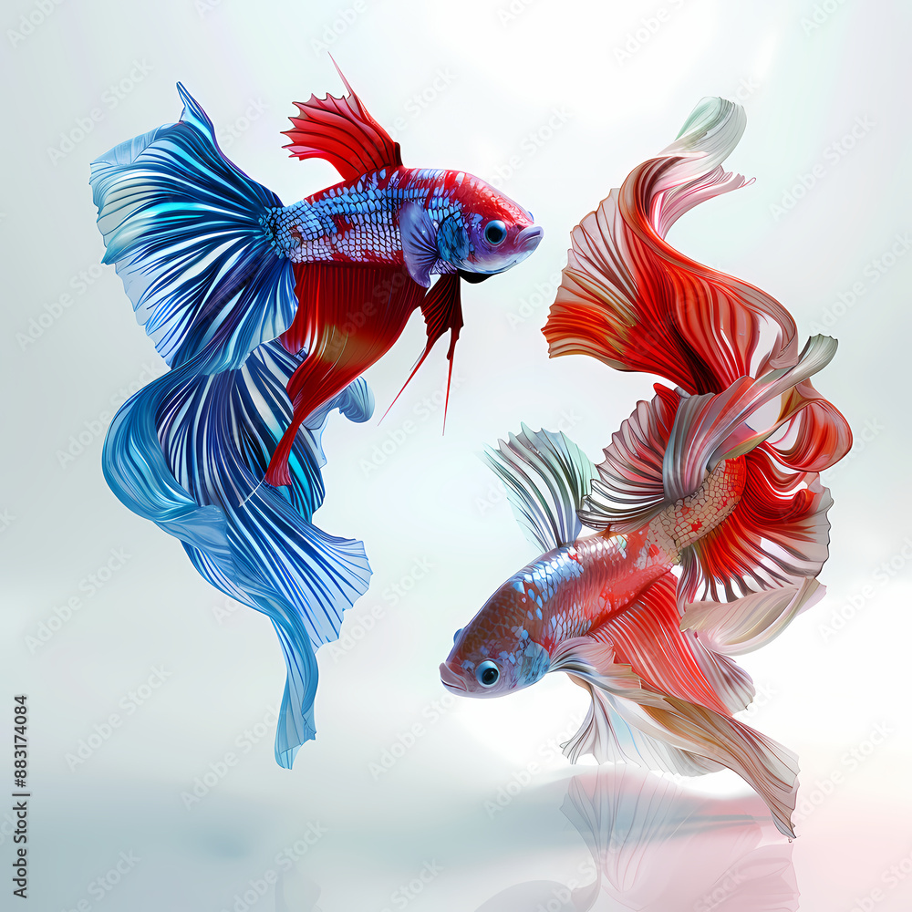 Fototapeta premium 3D fighting fish in white background vector image