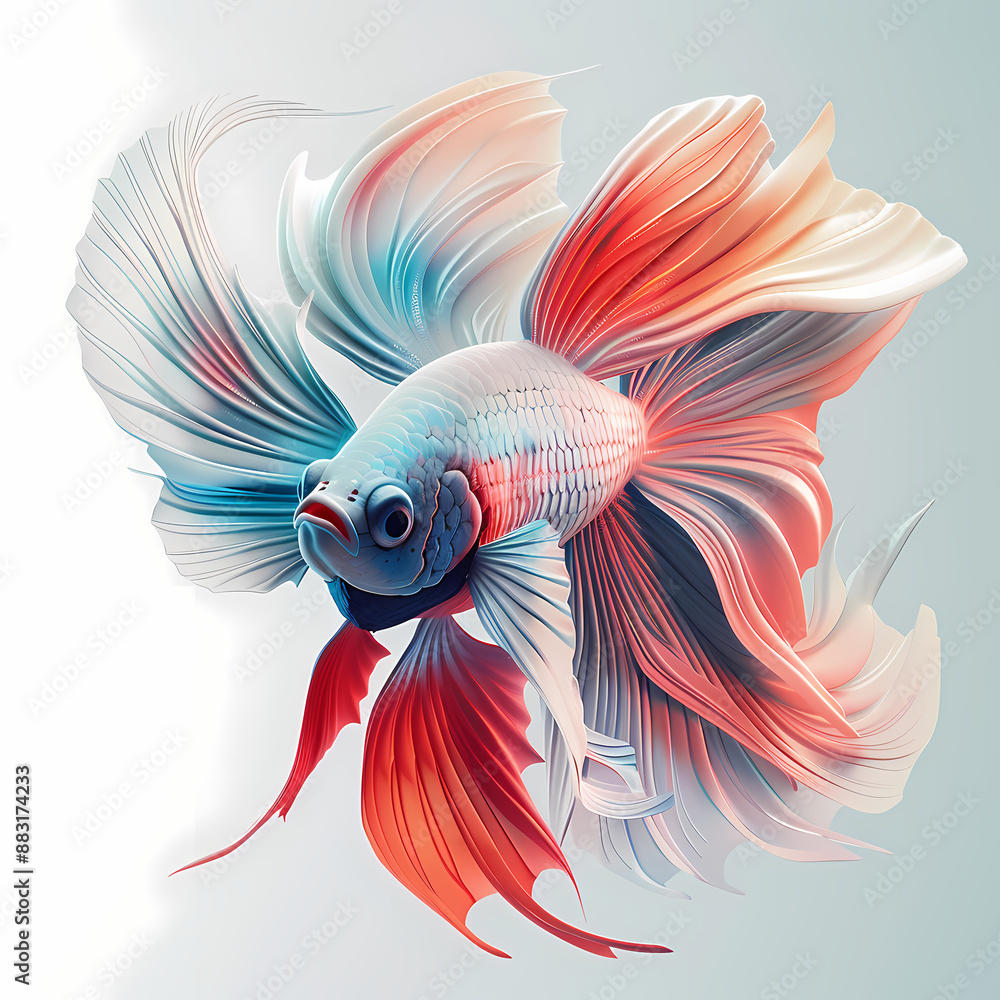 Fototapeta premium 3D fighting fish in white background vector image