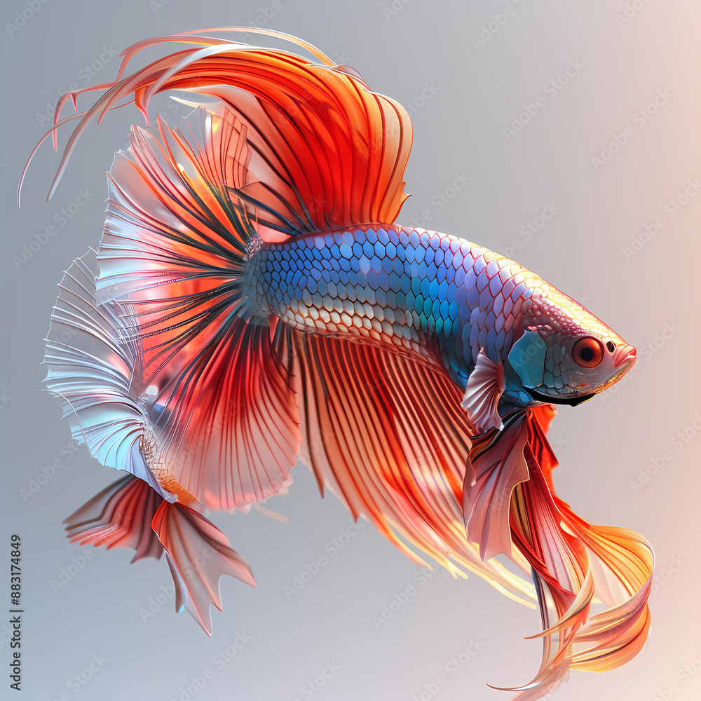 Fototapeta premium 3D fighting fish in white background vector image