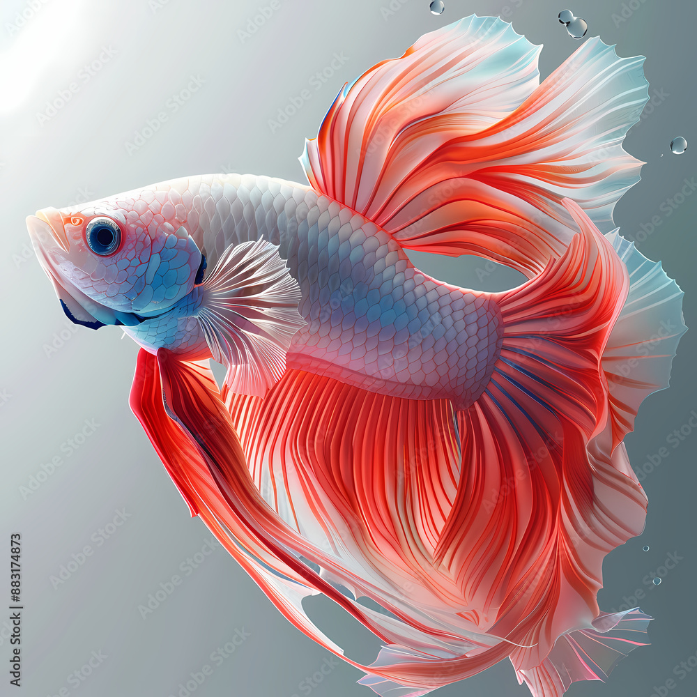 Fototapeta premium 3D fighting fish in white background vector image