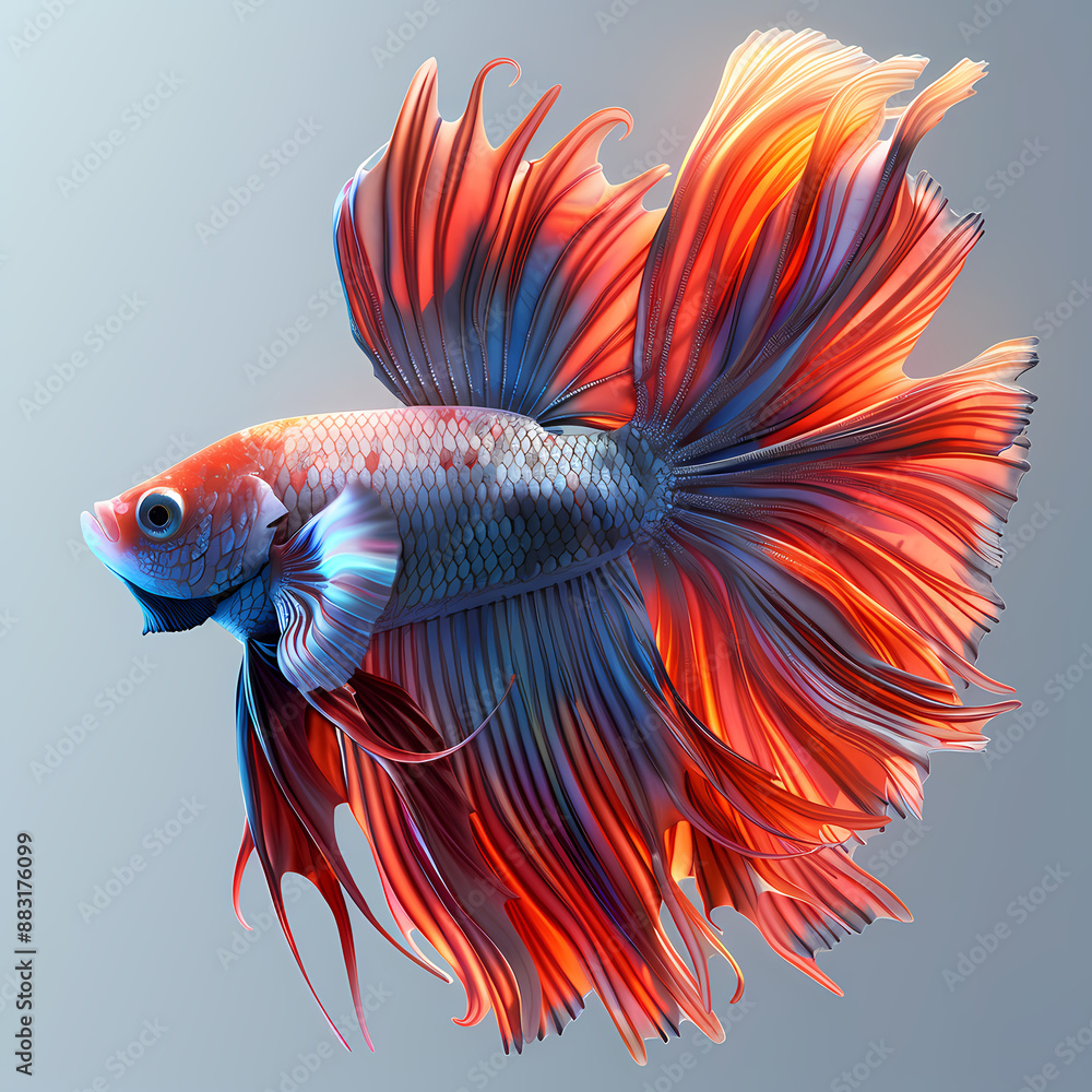 Fototapeta premium 3D fighting fish in white background vector image
