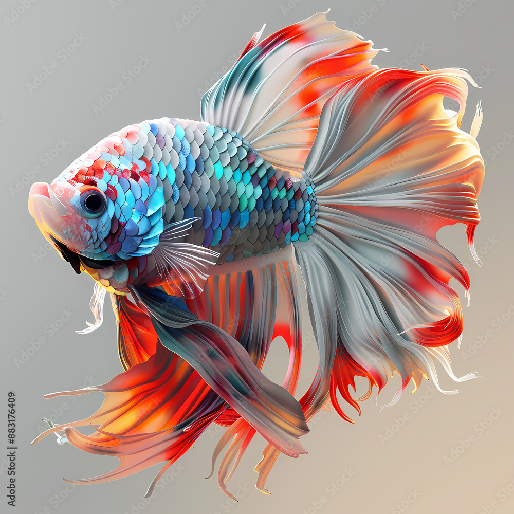 Fototapeta premium 3D fighting fish in white background vector image