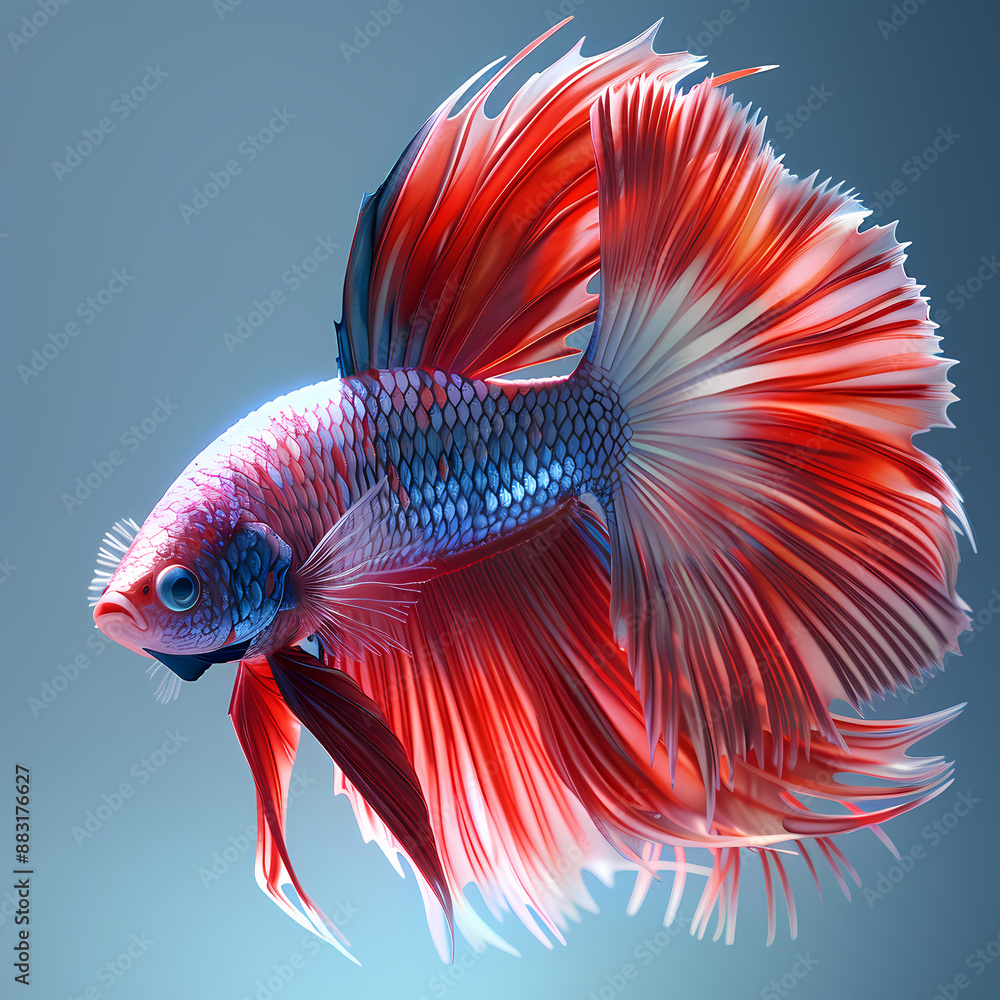 Fototapeta premium 3D fighting fish in white background vector image