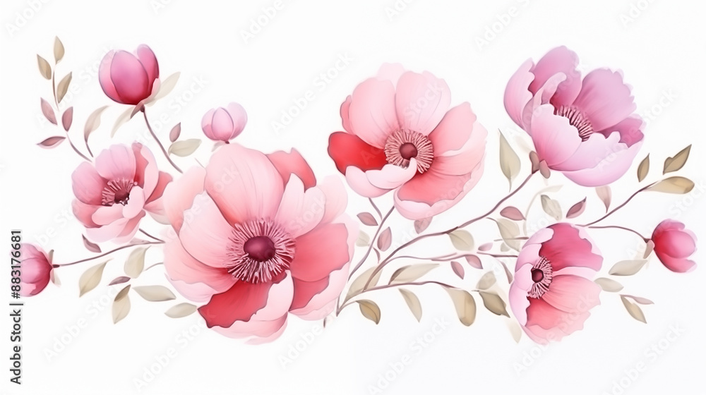 cute and beautiful pink flowers, white background cute and beautiful pink flowers, white background