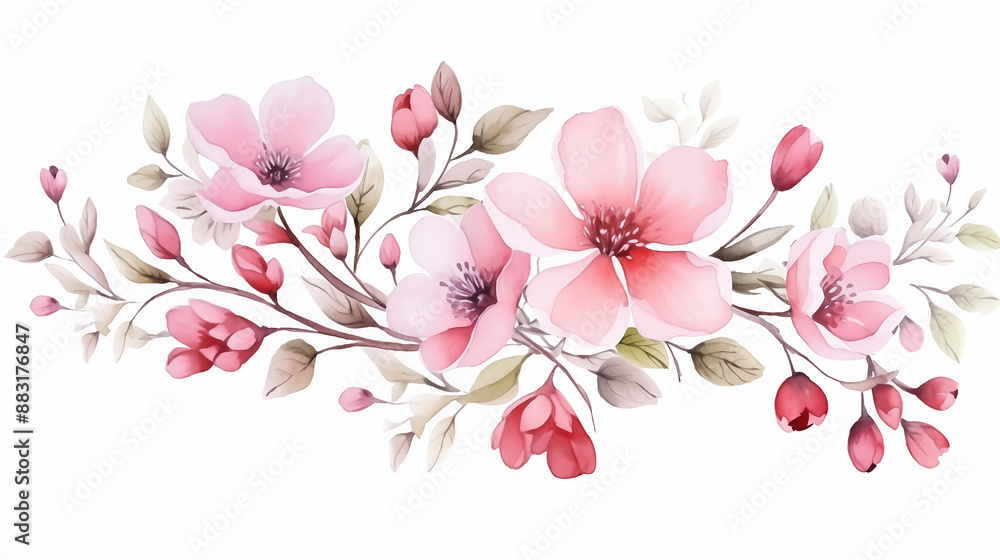 Obraz premium cute and beautiful pink flowers, white background
