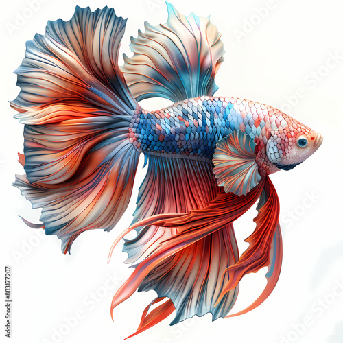 3D fighting fish in white background vector image