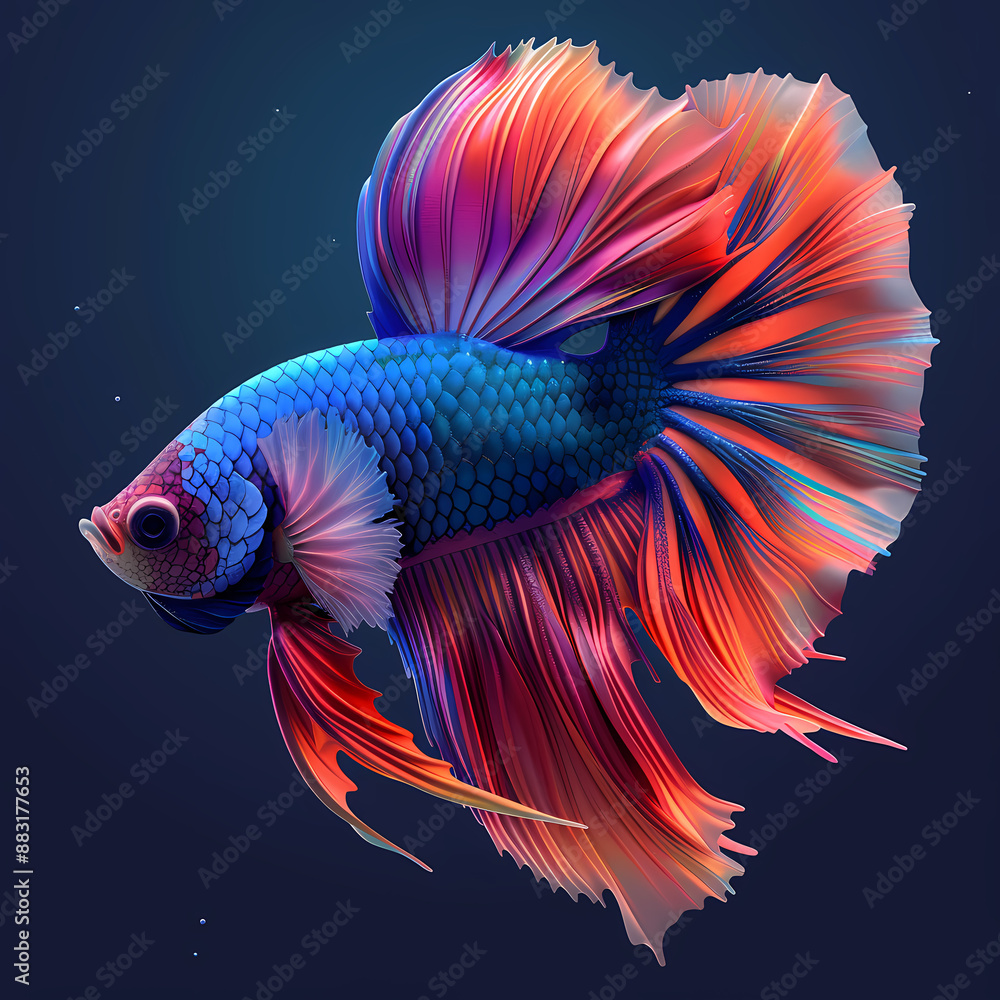 3D fighting fish in white background vector image 3D fighting fish in white background vector image