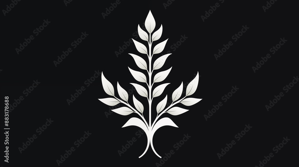 Fototapeta premium Monochrome Stylized Tree Emblem with Leaves Design