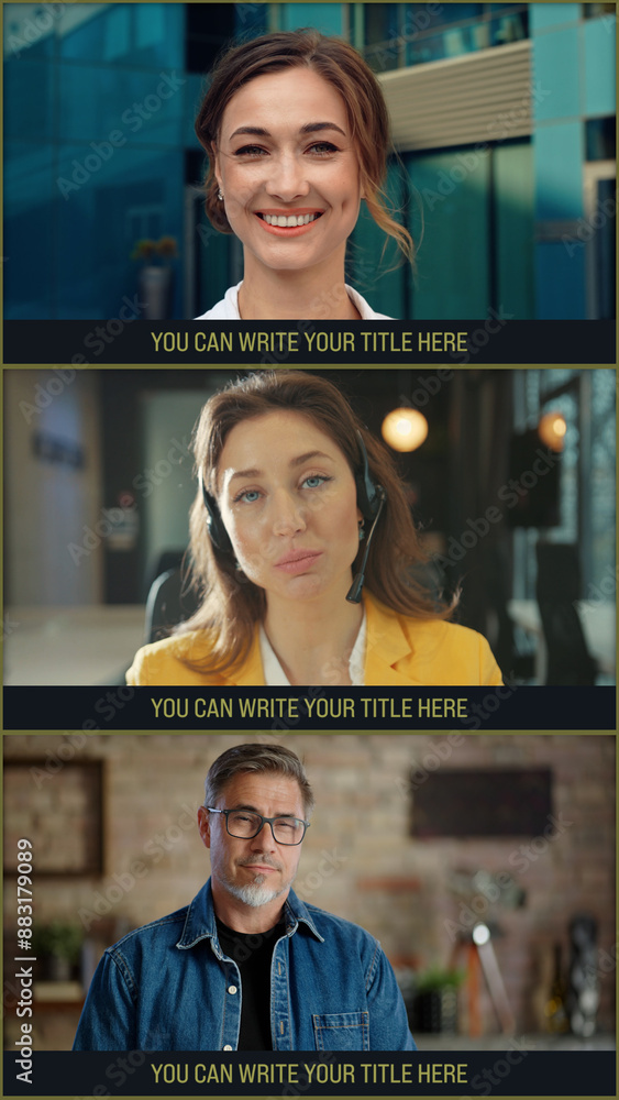 Vertical Multi Screen 3x Split Screens Stock Template | Adobe Stock