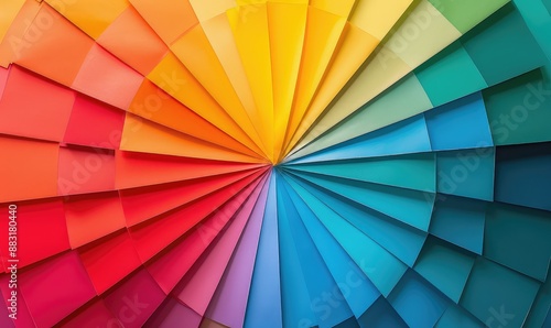 Colorful papers arranged in a circular pattern photo
