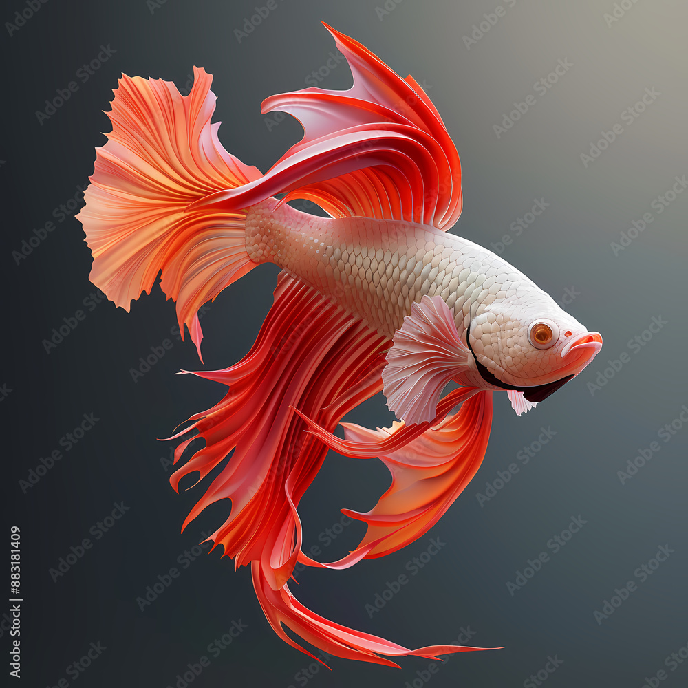 Fototapeta premium 3D fighting fish in white background vector image