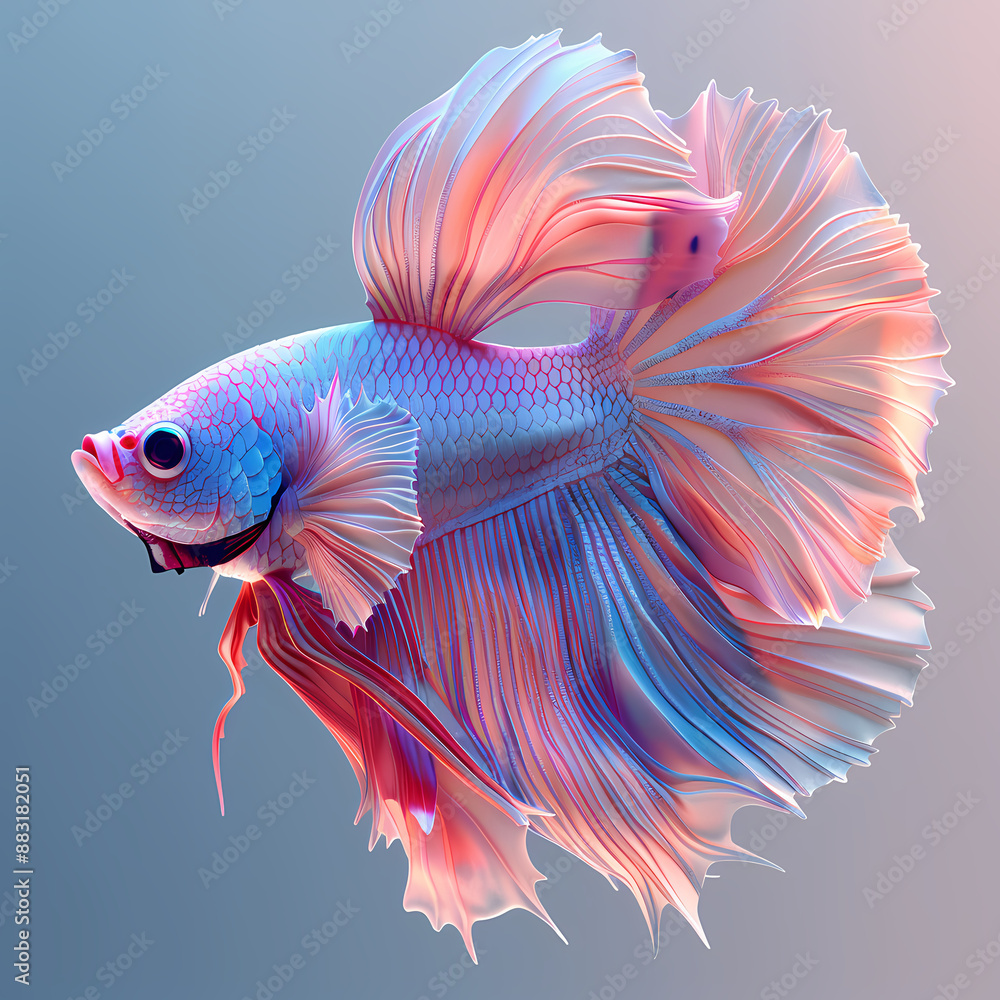 3D fighting fish in white background vector image 3D fighting fish in white background vector image