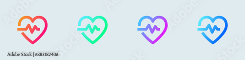 Heart beat line icon in gradient colors. Health signs vector illustration.