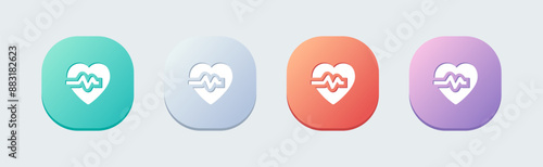 Heart beat solid icon in flat design style. Health signs vector illustration.