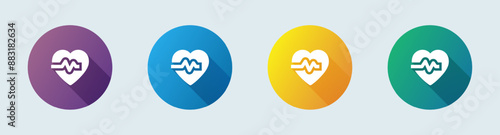 Heart beat solid icon in flat design style. Health signs vector illustration.