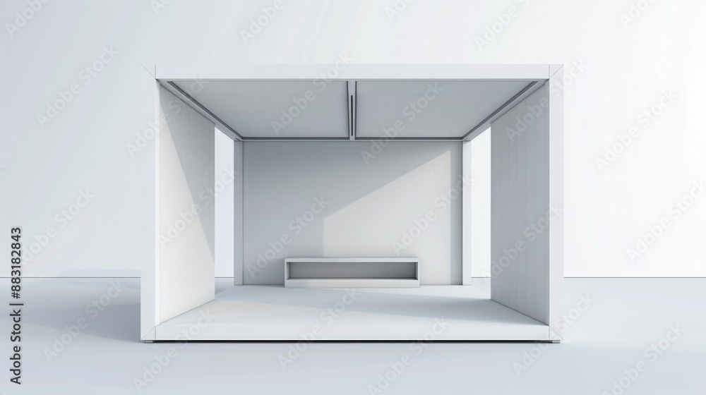 A blank booth system with a canopy and open sides, offering a spacious and welcoming area for showcasing content. A blank booth system with a canopy and open sides, offering a spacious and welcoming area for showcasing content.