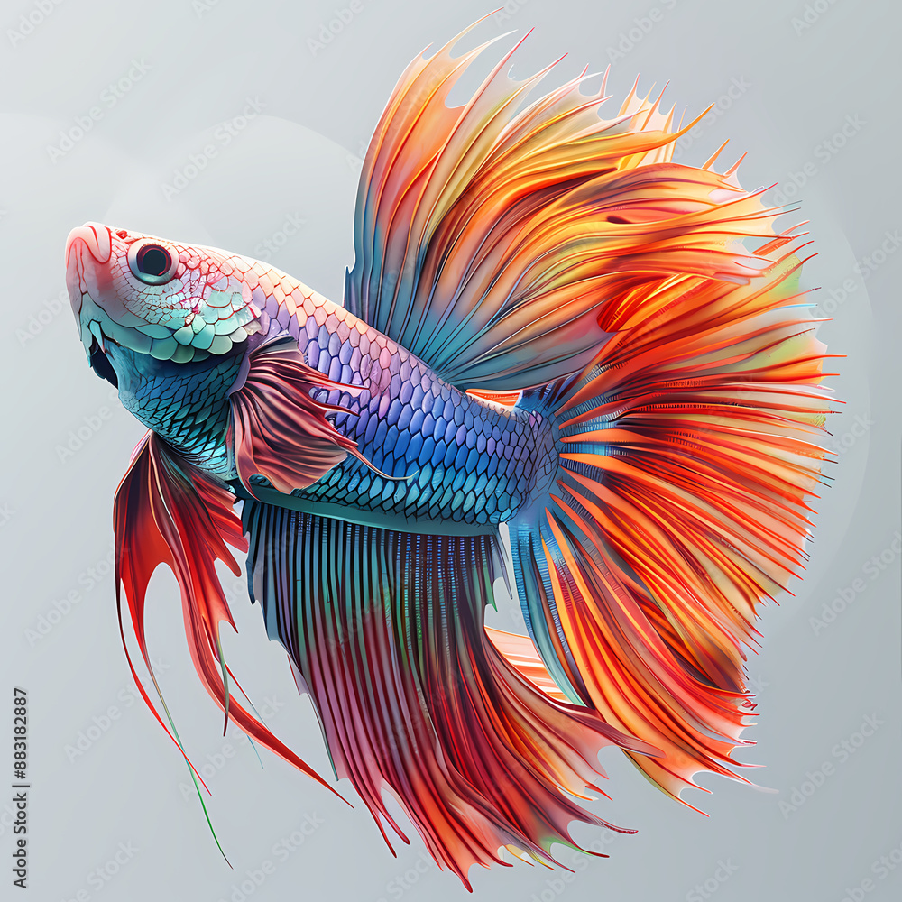Fototapeta premium 3D fighting fish in white background vector image