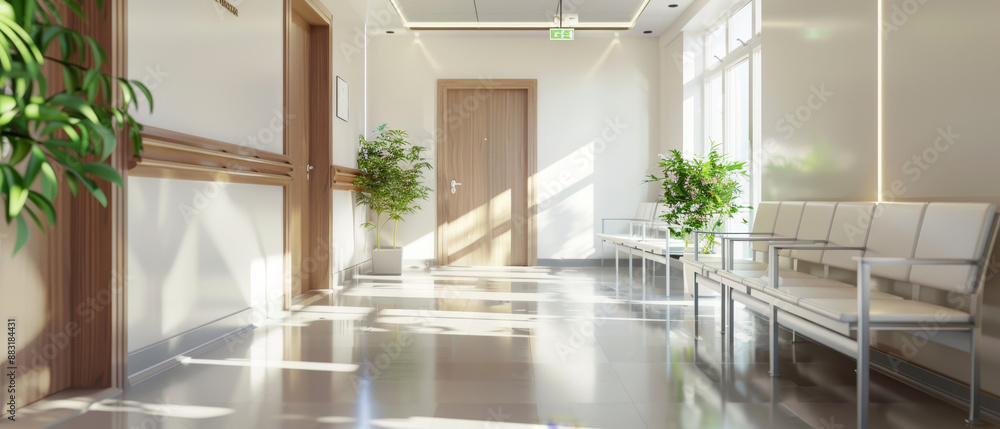 Bright, clean waiting area of a modern office or medical facility, with natural light enhancing the fresh and welcoming ambiance. Bright, clean waiting area of a modern office or medical facility, with natural light enhancing the fresh and welcoming ambiance.