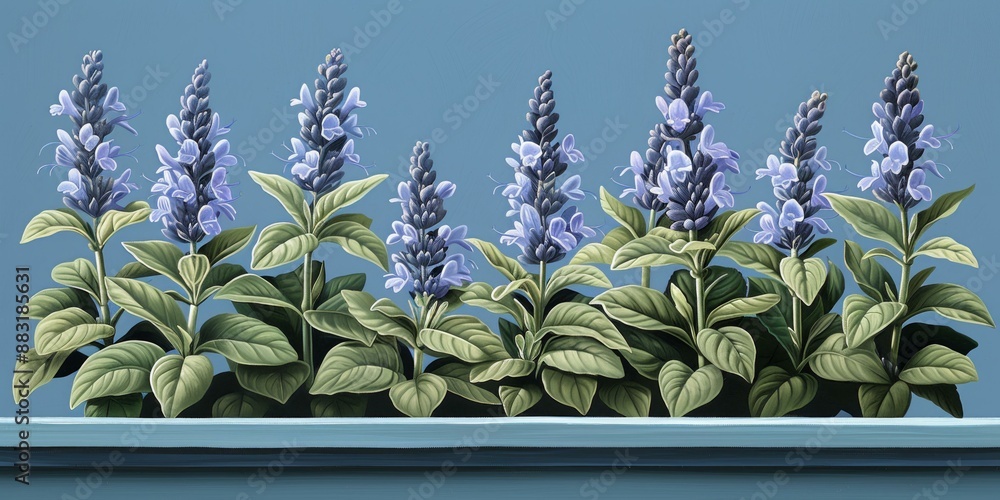 Obraz premium Artificial Plant Arrangement in Pots, Blue Flowers