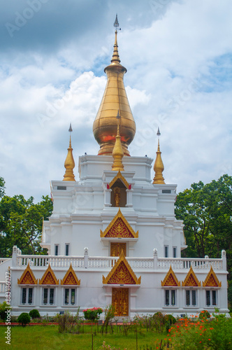 Buddhist temple at Nobo Shalbon Bihar (New Shalbon Bihar), Kotbari, Cumilla, Bangladesh. It has been built on about two and a half acres of hilly land in the Kotbari area of Cumilla. photo