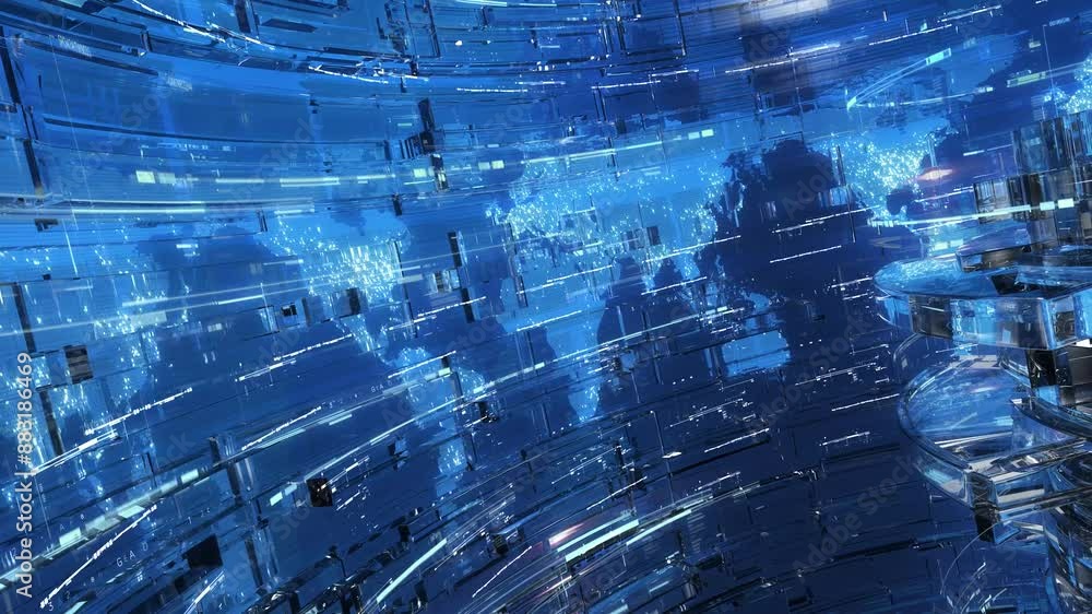 world map 3d blue loop background