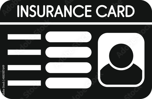 Simple icon representing an insurance card guaranteeing health coverage and helping with medical expenses