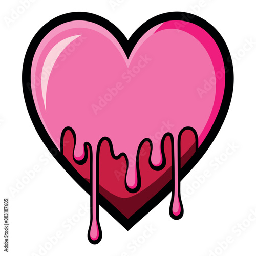 dark outline, pink heart bleeding