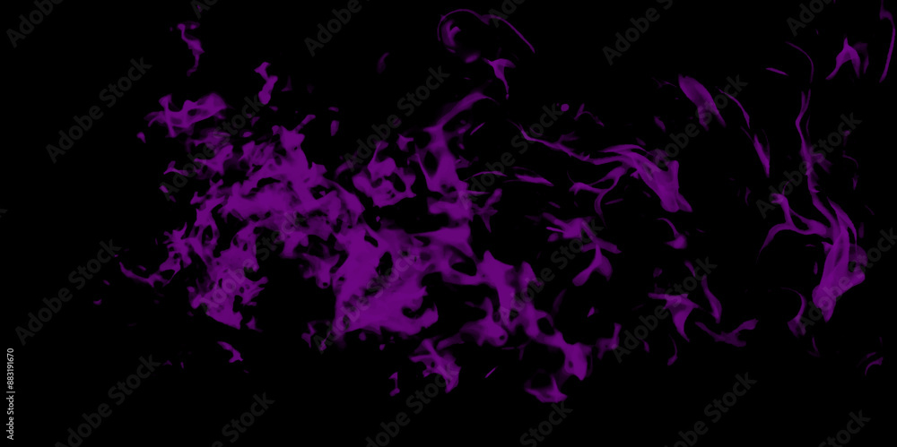 Obraz premium purple fire on a black background . Chaotic mixing smoke creates abstract patterns on a black background .abstract black background with purple smoke and copy space .