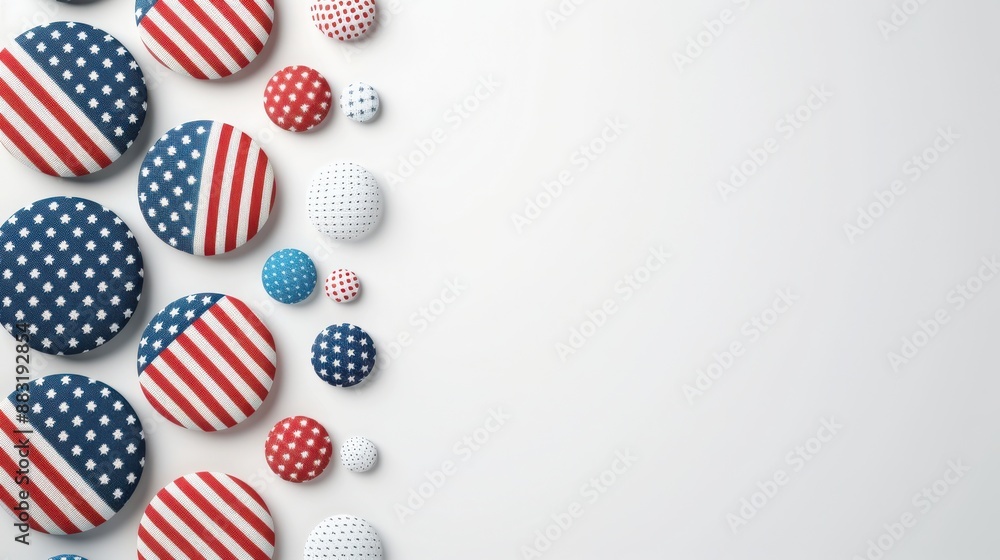 Obraz premium Circular shapes filled with the American flag's colors and patterns, forming a playful and patriotic background