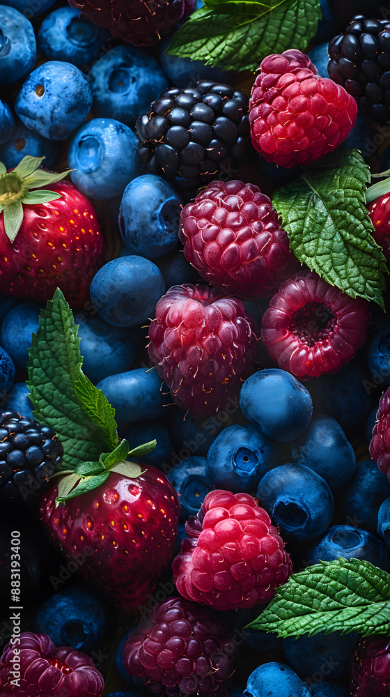 Various fruits from copy space. Neural network AI generated art Various fruits from copy space. Neural network AI generated art