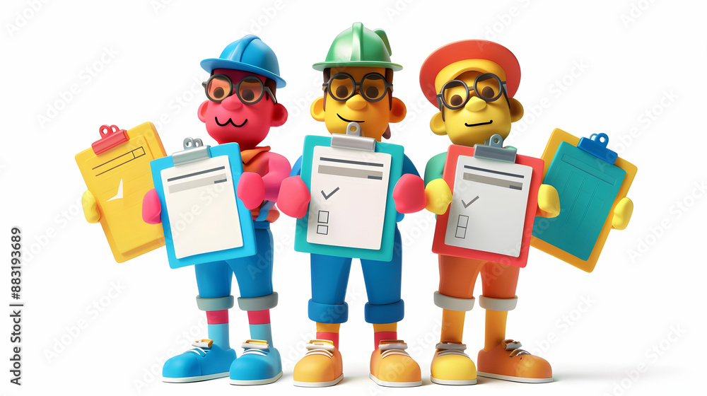Operations Team with Checklists and Clipboards | 3D Flat Icon Concept | Business Efficiency and Teamwork Symbol | Whimsical Background for TextGraphics | Isolated White Background Operations Team with Checklists and Clipboards | 3D Flat Icon Concept | Business Efficiency and Teamwork Symbol | Whimsical Background for TextGraphics | Isolated White Background
