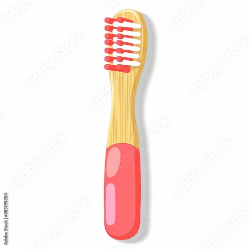 Bamboo toothbrush with sleek design, promoting sustainable dental care and eco-friendly products. Single Object on white background