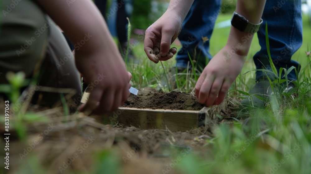 Create a detailed image of a time capsule being buried in a schoolyard, filled with letters and mementos. Create a detailed image of a time capsule being buried in a schoolyard, filled with letters and mementos.