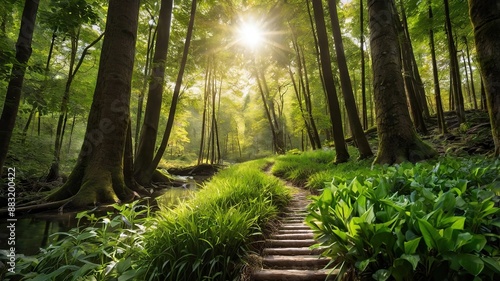 Fototapeta Naklejka Na Ścianę i Meble -  Sunset in forest