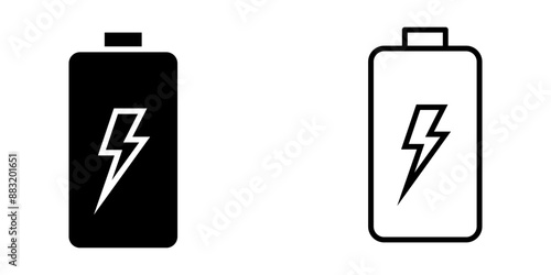 Battery 1 set Icon Symbol isolated white background. vector illustration. color editable.