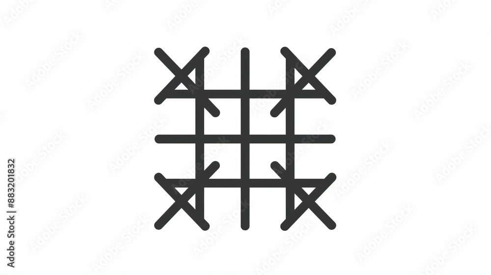 Black and white minimalist design with six X shapes intersecting within a grid pattern, evoking order and simplicity, styled in a modern, geometric fashion. Black and white minimalist design with six X shapes intersecting within a grid pattern, evoking order and simplicity, styled in a modern, geometric fashion.