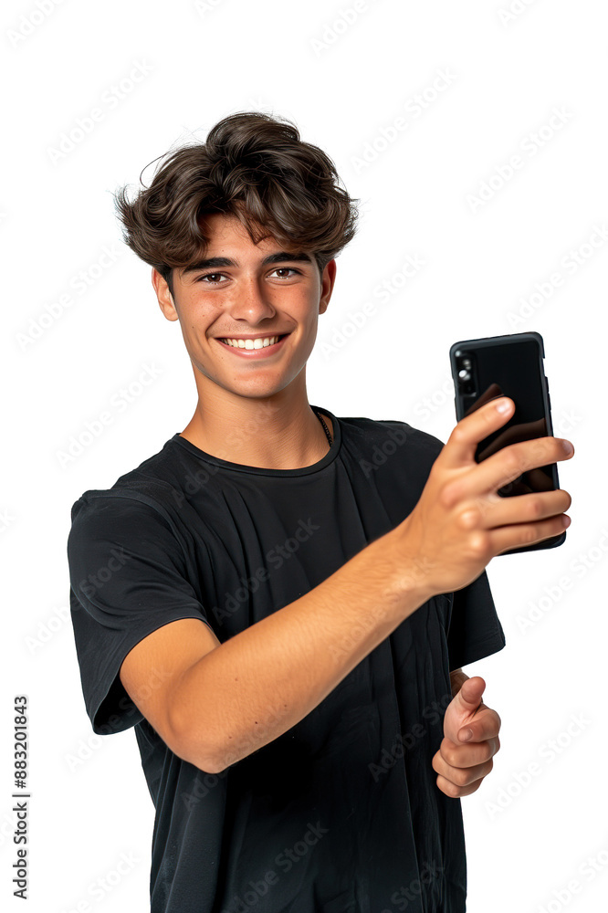a young positive man holding a mobile phone to the camera, influencer style a young positive man holding a mobile phone to the camera, influencer style