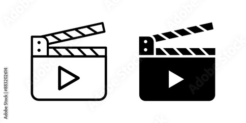 Clapperboard  Icon set. Symbol isolated on white background. vector illustration. color editable.