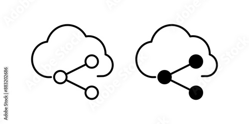 Cloud share  Icon. Symbol isolated white background. vector illustration. color editable.d white background. vector illustration. color editable.