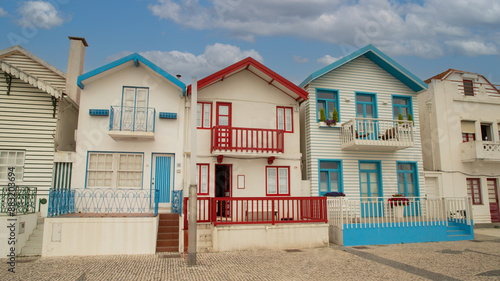 Costa nova Colorful striped fishermen's houses or palheiro in Costa Nova, Aveiro