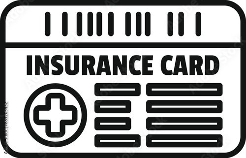 Line drawing of an insurance card representing health coverage and medical expenses