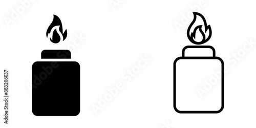Flat Lighter set Icon Symbol isolated white background. vector illustration. color editable.